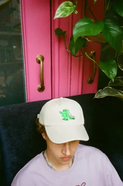 Other Side Store 'Croc' Embroidered Vintage Washed Cap - Beige