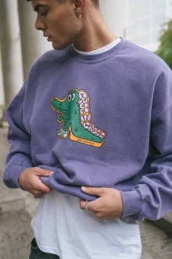 Other Side Store 'Croc In Crocs' Sweater - Vintage Washed Violet