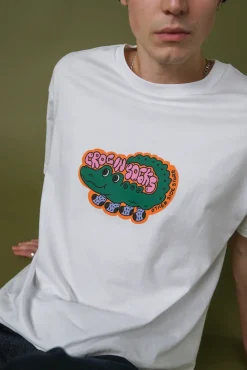 Other Side Store 'Croc In Socks' Tee - White