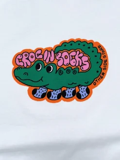 Other Side Store 'Croc In Socks' Tee - White