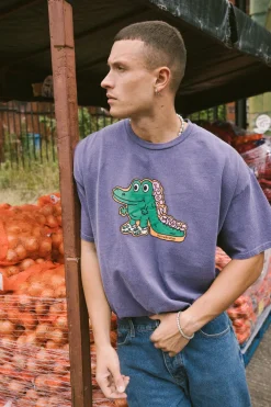 Other Side Store 'Croc In Crocs' Vintage Washed Tee - Violet