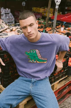 Other Side Store 'Croc In Crocs' Vintage Washed Tee - Violet