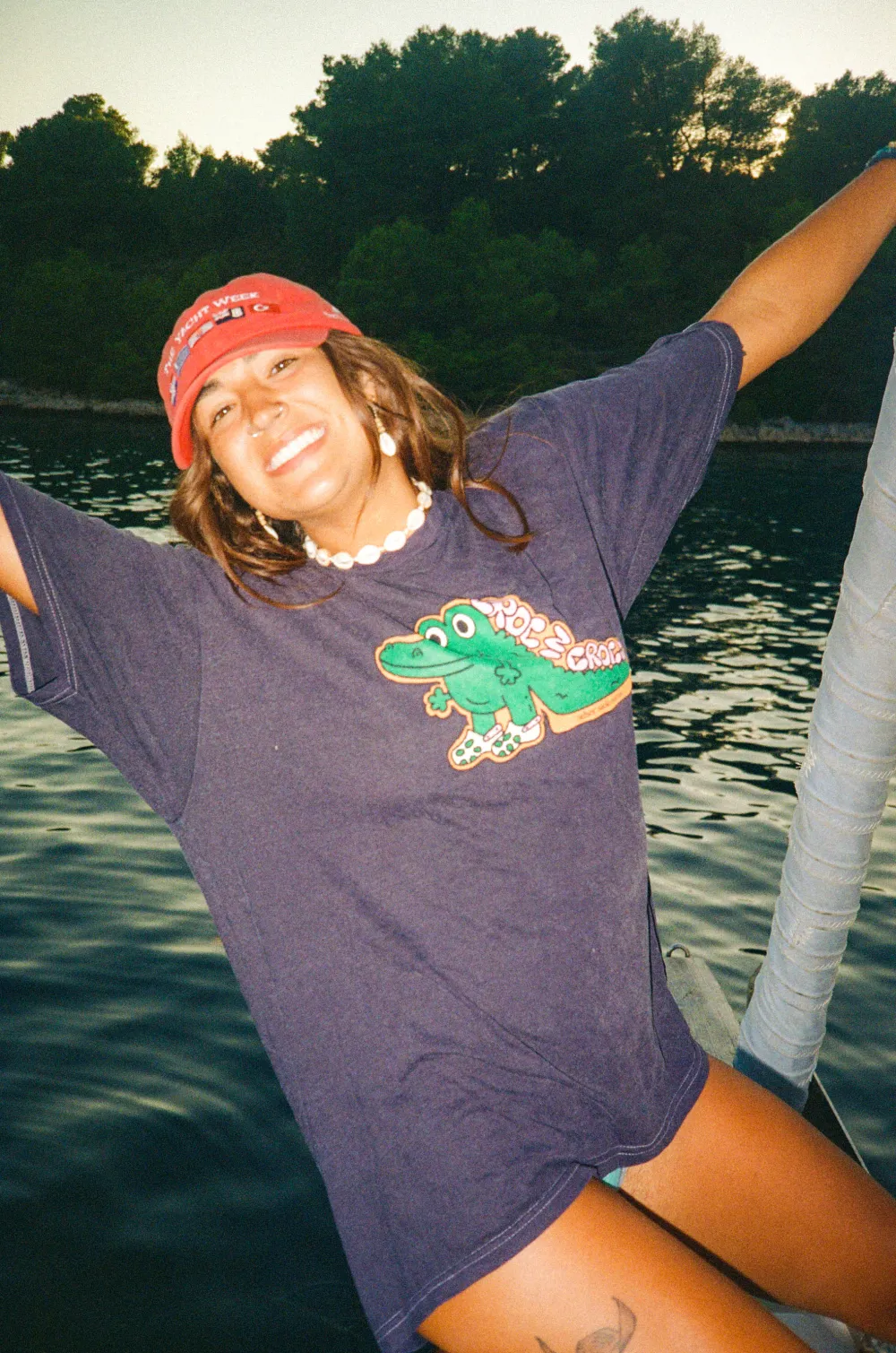 Other Side Store 'Croc In Crocs' Vintage Washed Tee - Violet