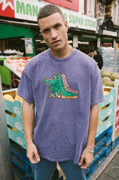 Other Side Store 'Croc In Crocs' Vintage Washed Tee - Violet