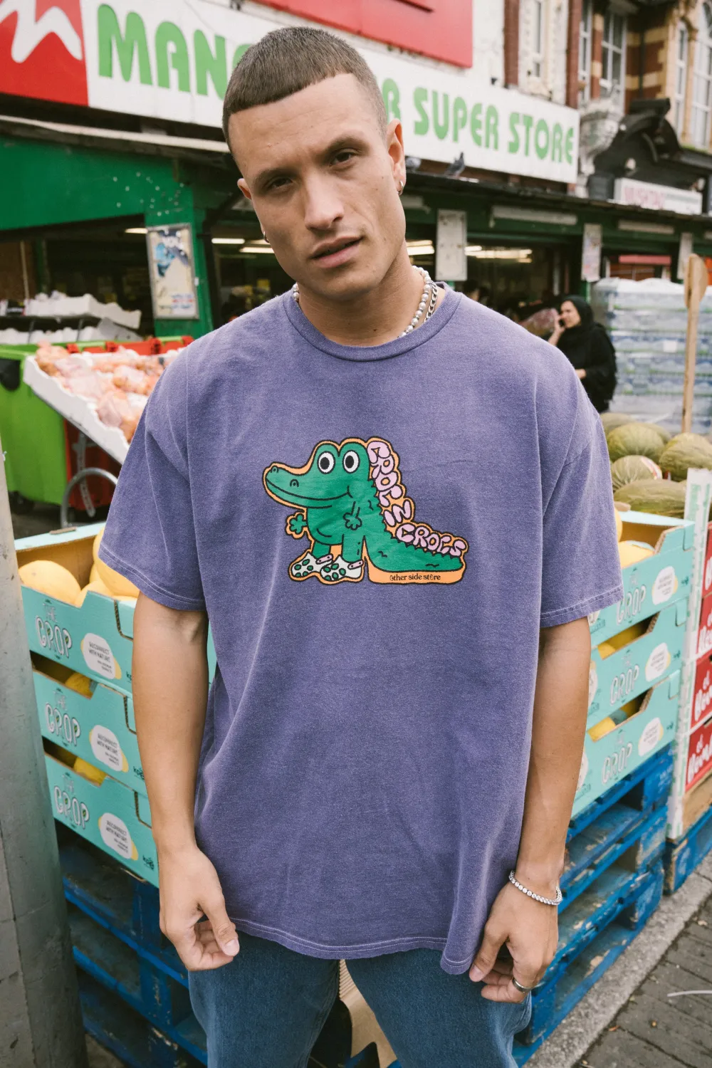 Other Side Store 'Croc In Crocs' Vintage Washed Tee - Violet