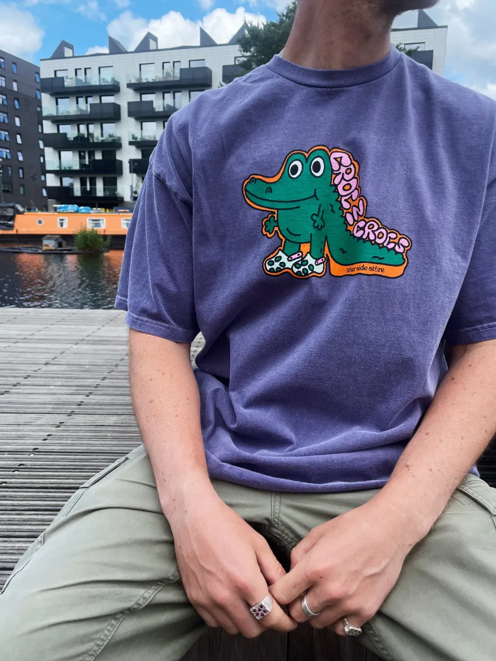 Other Side Store 'Croc In Crocs' Vintage Washed Tee - Violet