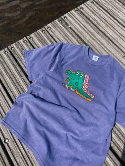 Other Side Store 'Croc In Crocs' Vintage Washed Tee - Violet