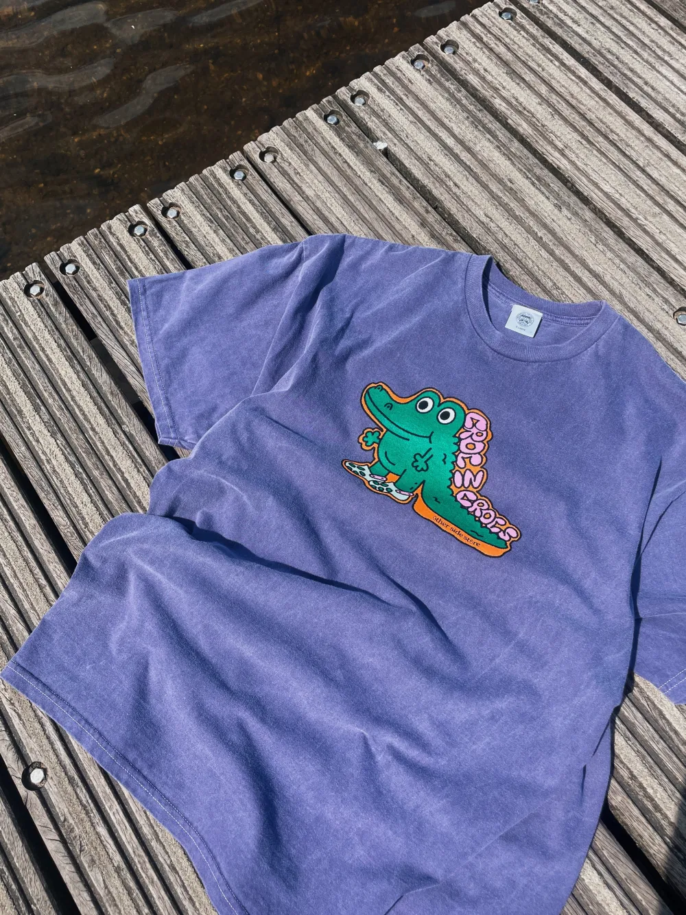 Other Side Store 'Croc In Crocs' Vintage Washed Tee - Violet