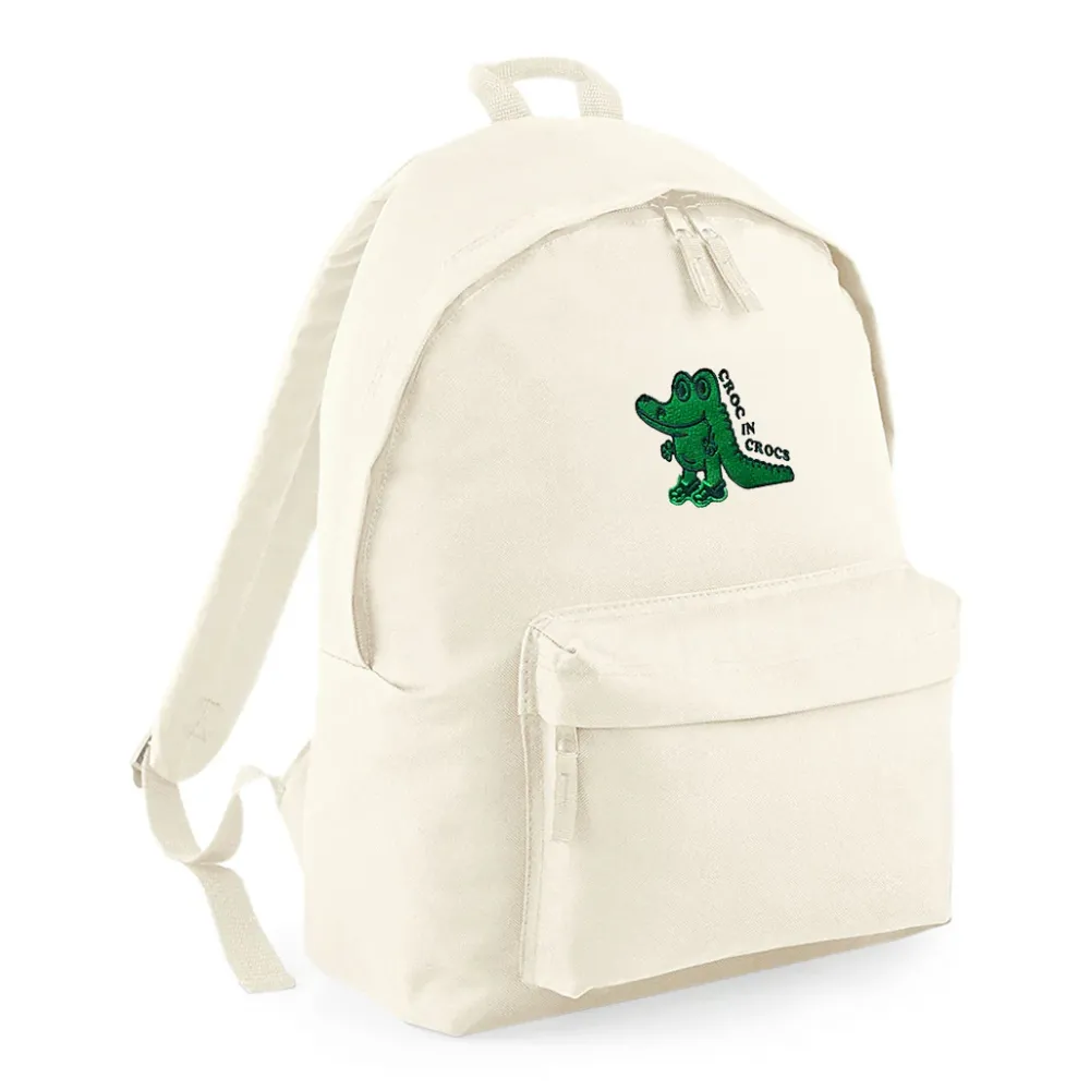 Other Side Store 'Crocs' Embroidered Backpack - Ecru
