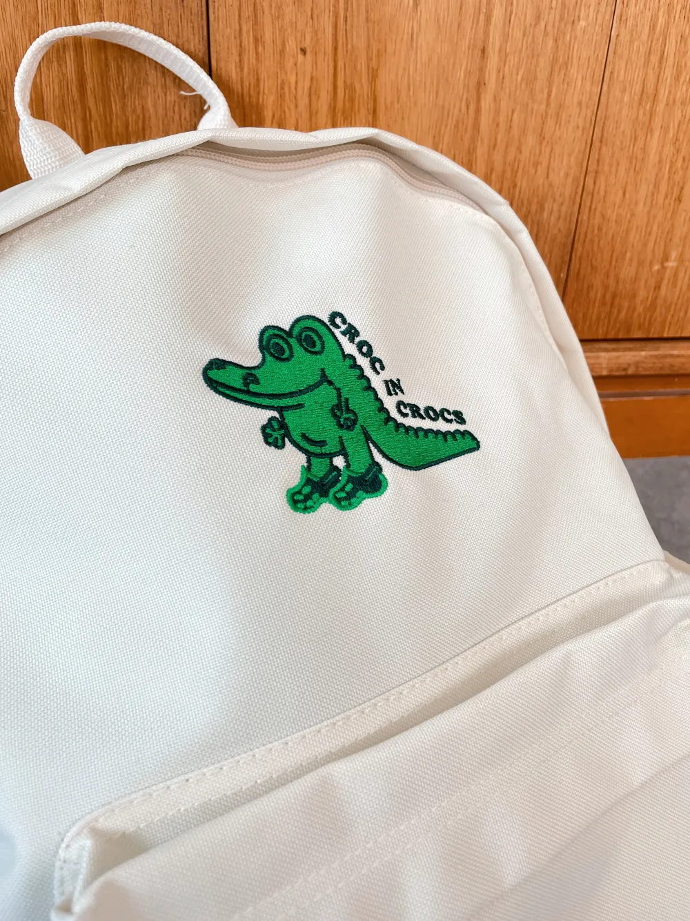 Other Side Store 'Crocs' Embroidered Backpack - Ecru