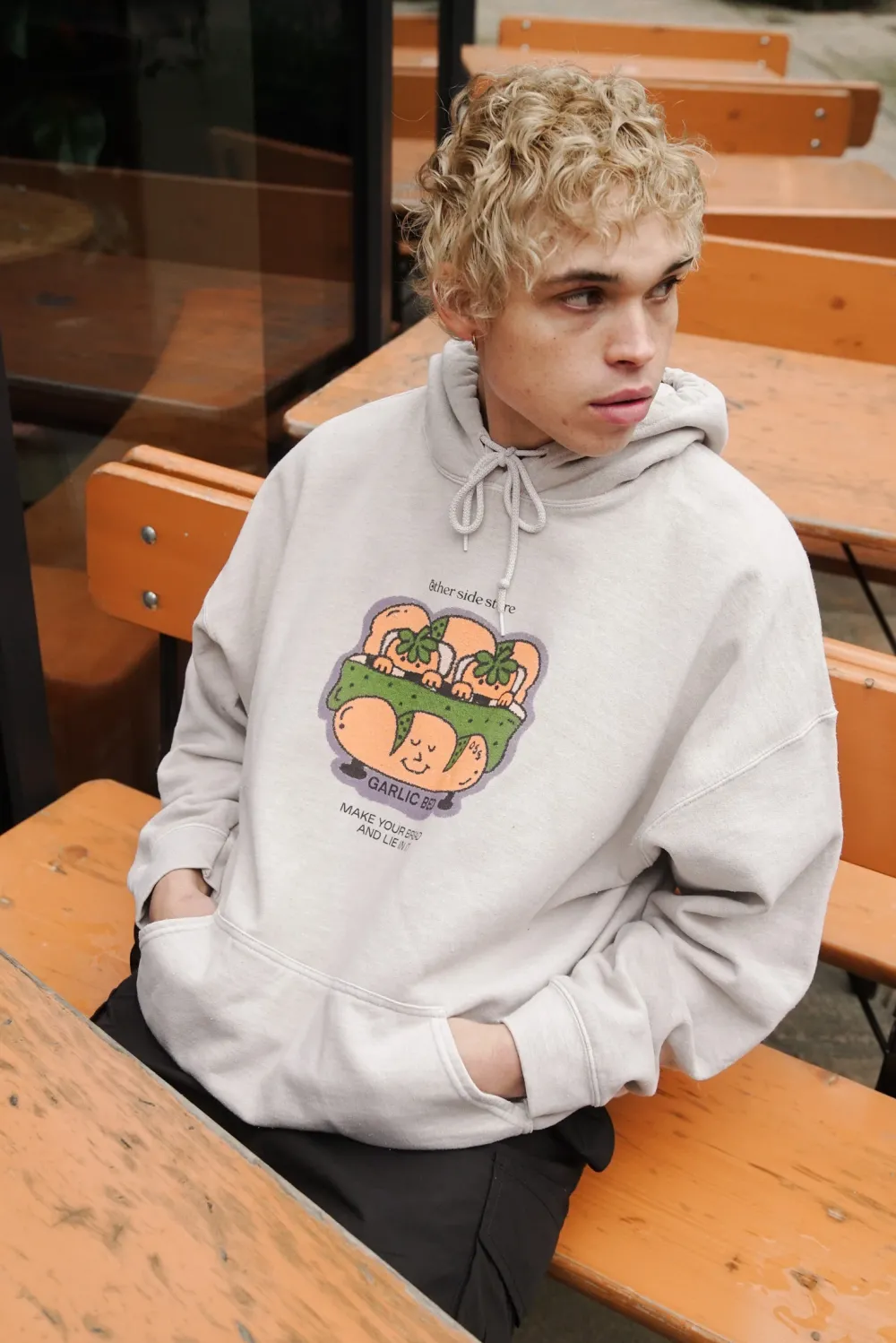 Other Side Store 'Garlic Bed' Vintage Washed Hoodie - Sand