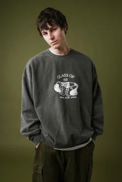 Other Side Store 'Glass of 69' Vintage Washed Sweater - Charcoal