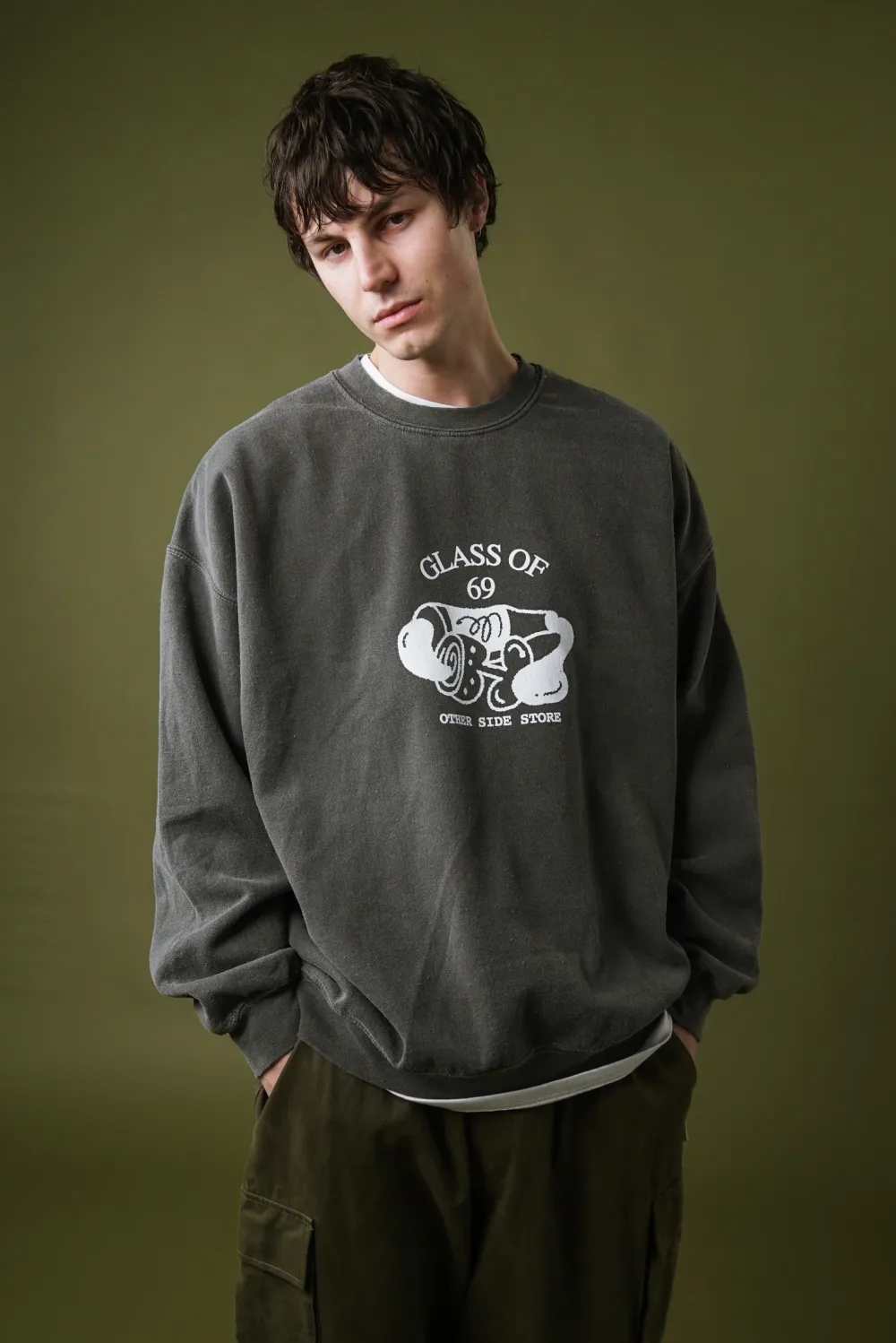 Other Side Store 'Glass of 69' Vintage Washed Sweater - Charcoal