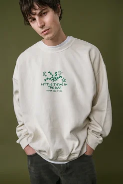Other Side Store 'Little Thyme' Vintage Washed Sweater - Cream