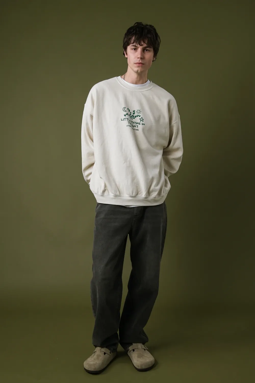 Other Side Store 'Little Thyme' Vintage Washed Sweater - Cream