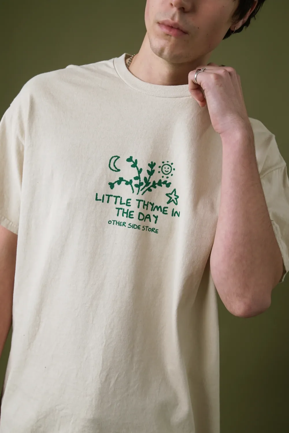 Other Side Store 'Little Thyme' Vintage Washed Tee - Cream