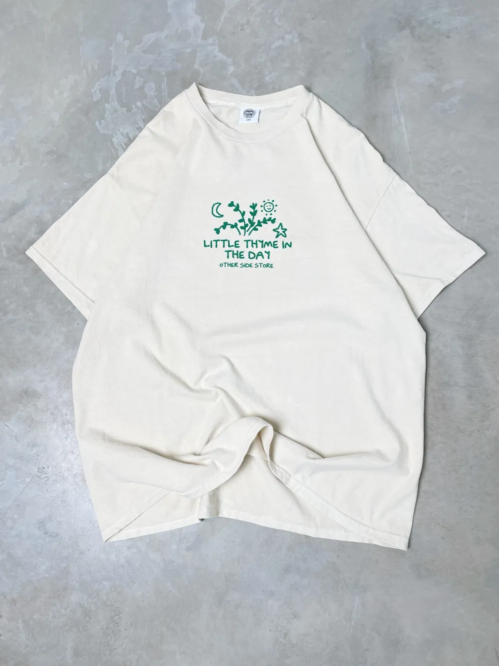 Other Side Store 'Little Thyme' Vintage Washed Tee - Cream