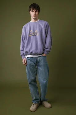 Other Side Store 'Macaroni Please' Vintage Washed Sweater - Lilac