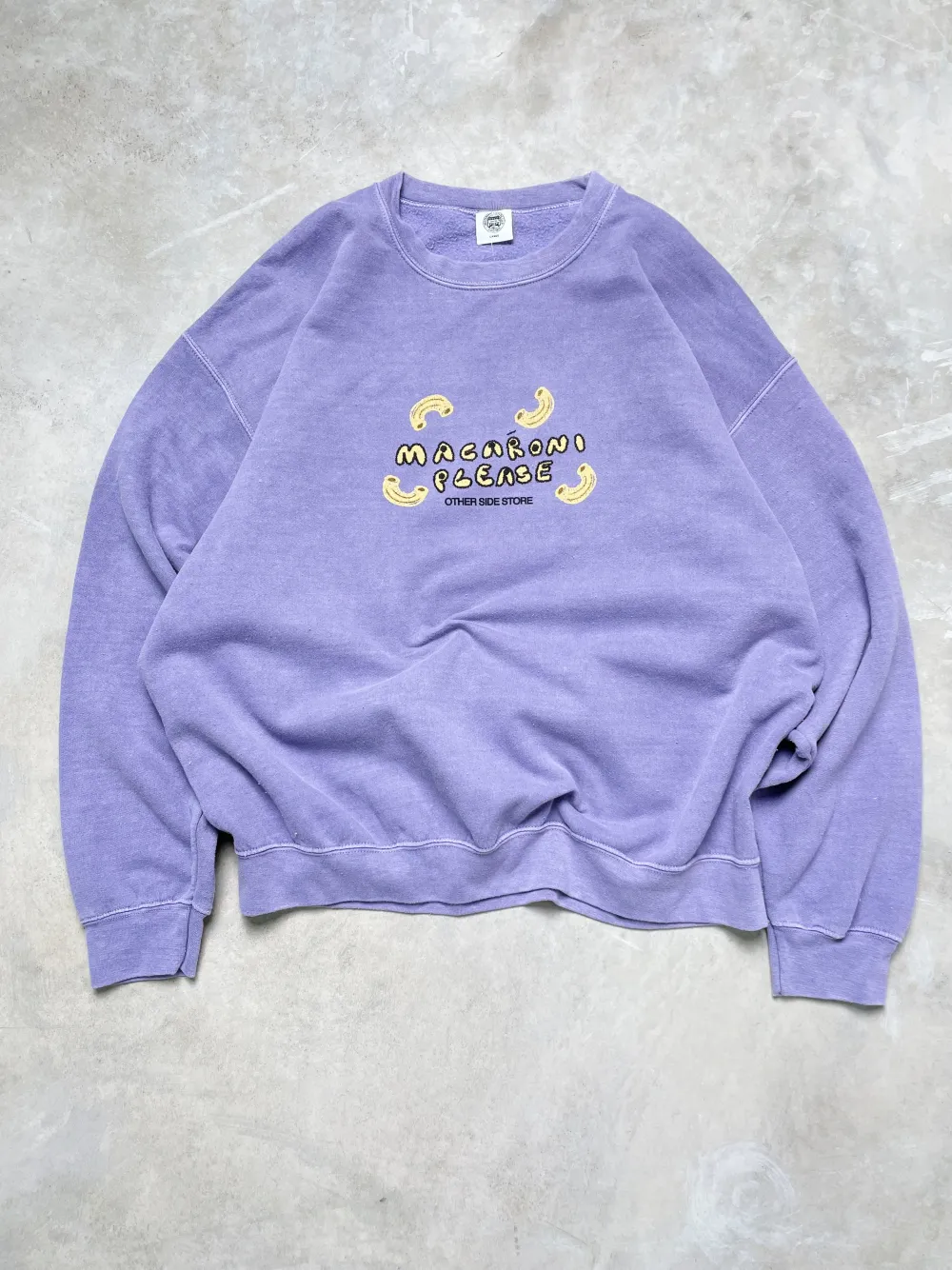 Other Side Store 'Macaroni Please' Vintage Washed Sweater - Lilac