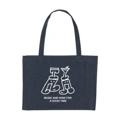 Other Side Store 'Music & Wine' Organic Tote - Navy Denim