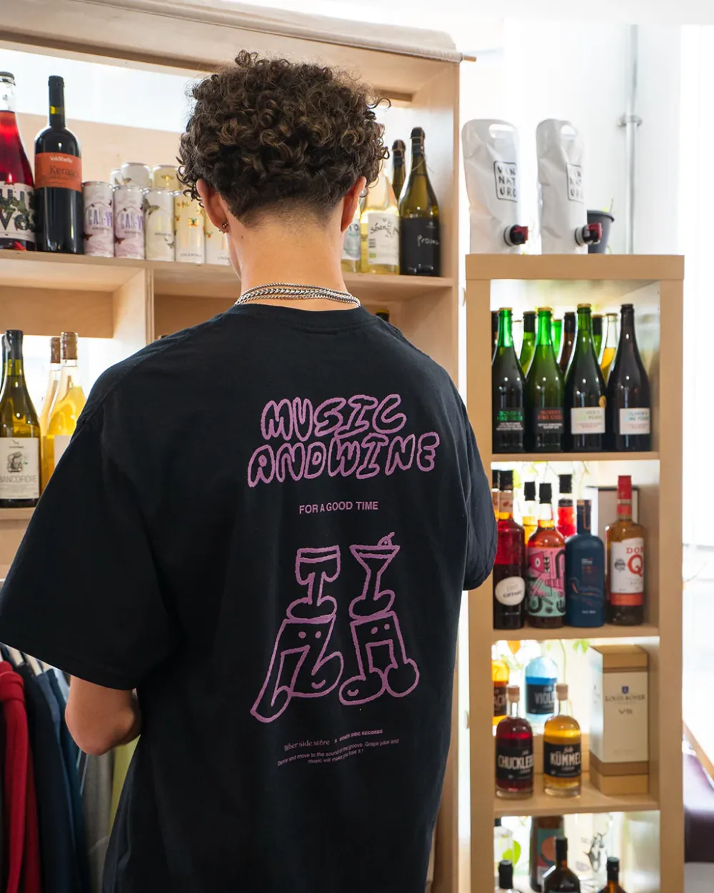 Other Side Store 'Music & Wine' Organic Tee - Black