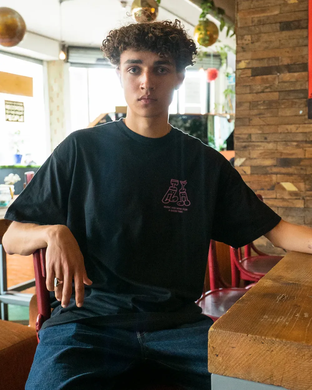 Other Side Store 'Music & Wine' Organic Tee - Black