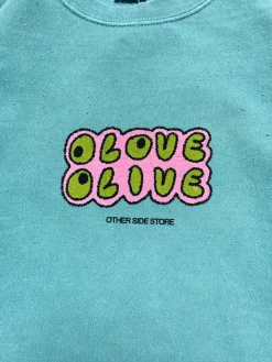 Other Side Store 'Olove Olive' Vintage Washed Sweater - Teal