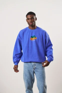 Other Side Store 'Orange' Vintage Washed Sweater - Royal Blue