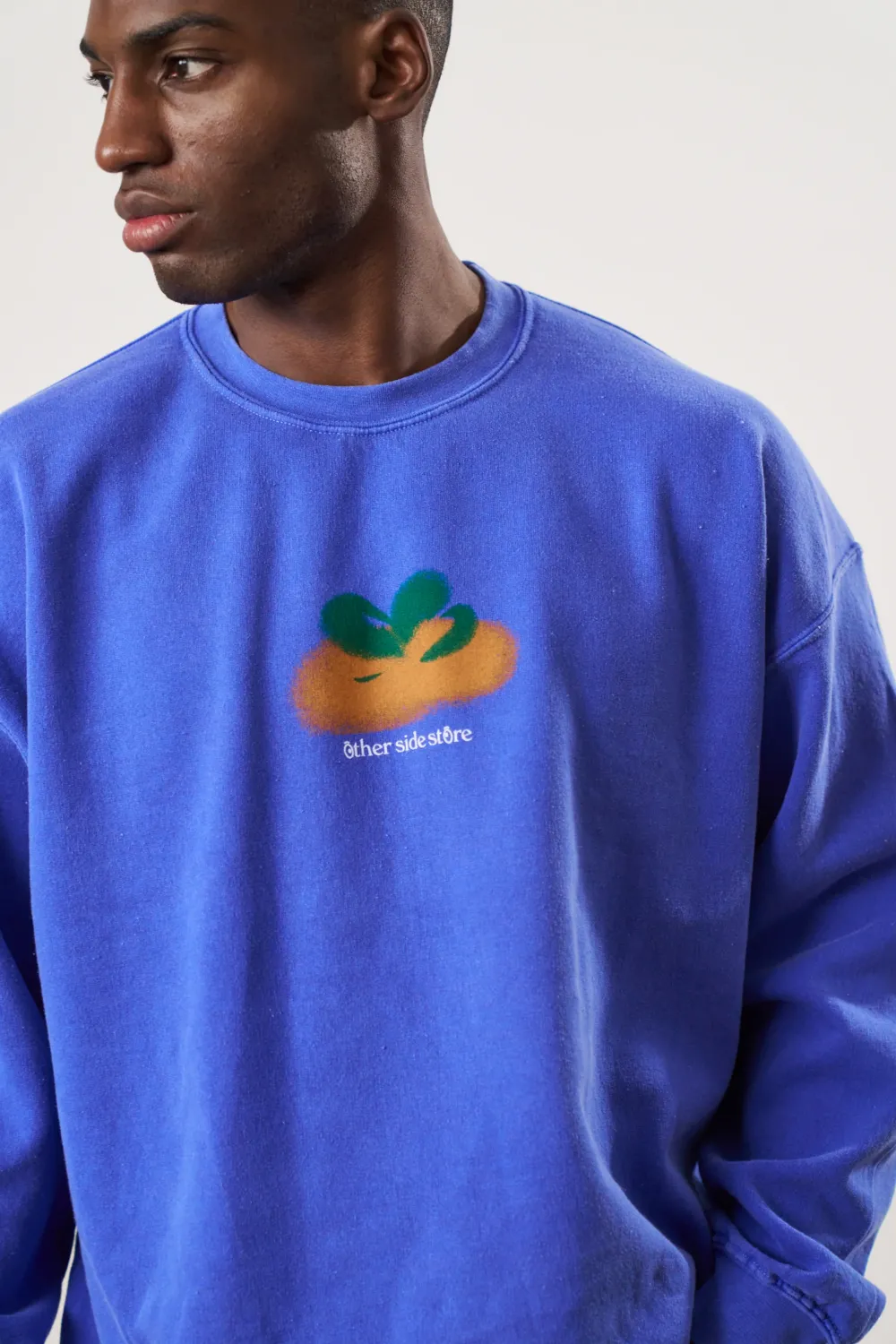 Other Side Store 'Orange' Vintage Washed Sweater - Royal Blue