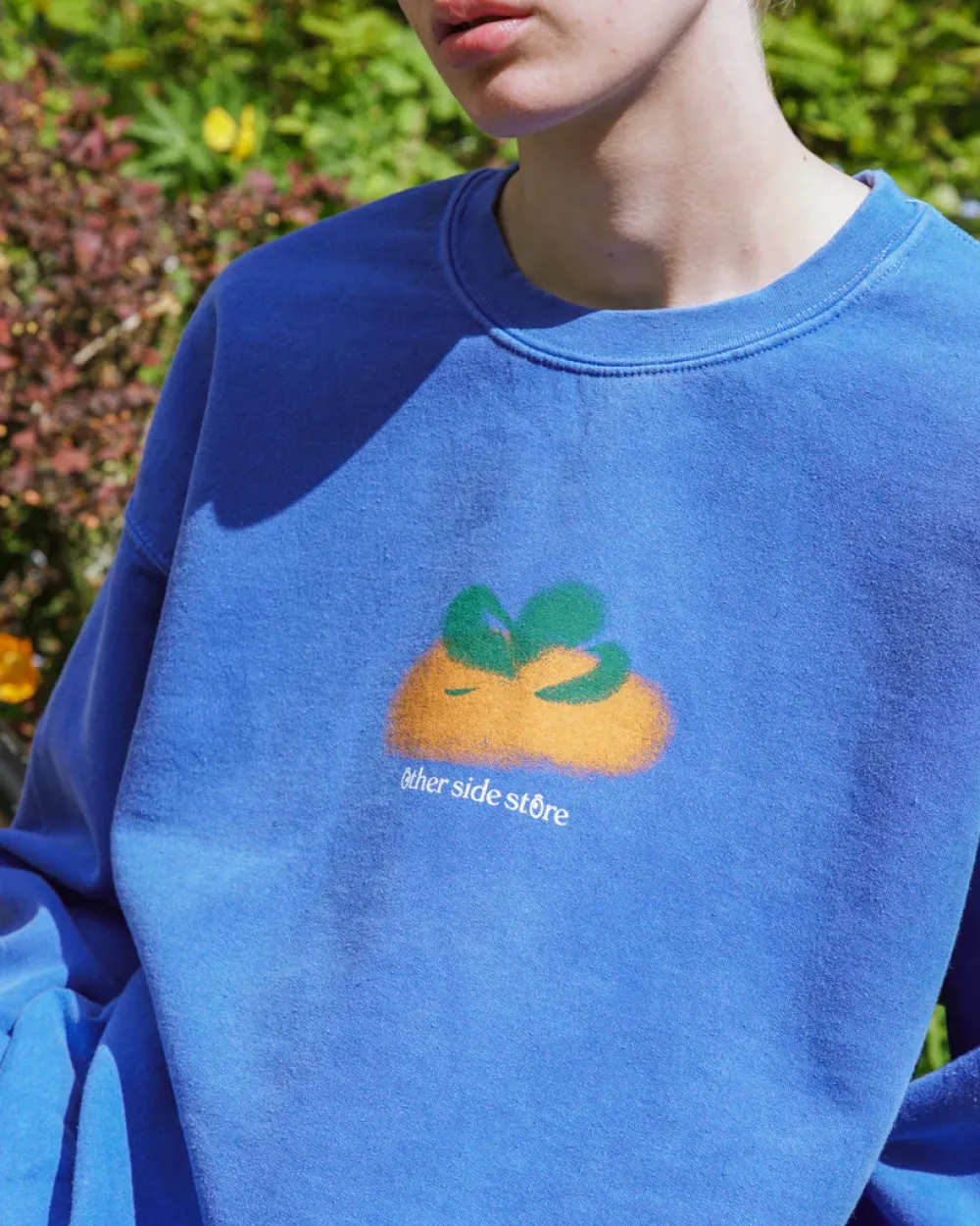 Other Side Store 'Orange' Vintage Washed Sweater - Royal Blue