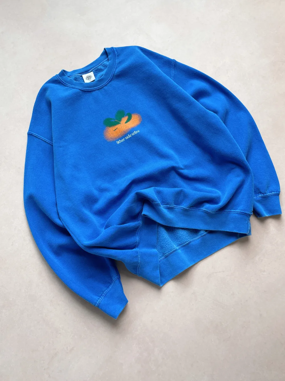 Other Side Store 'Orange' Vintage Washed Sweater - Royal Blue