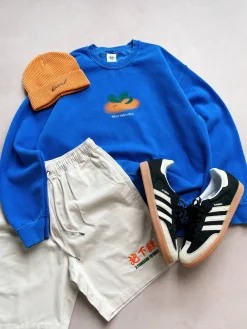 Other Side Store 'Orange' Vintage Washed Sweater - Royal Blue