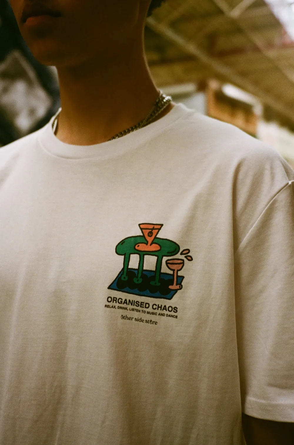 Other Side Store 'Organised Chaos' Organic Tee - White