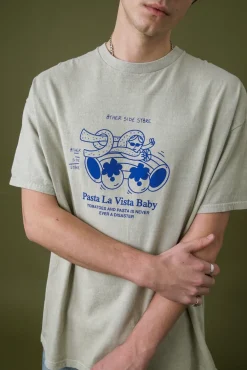 Other Side Store 'Pasta La Vista' Vintage Washed Tee - Ecru