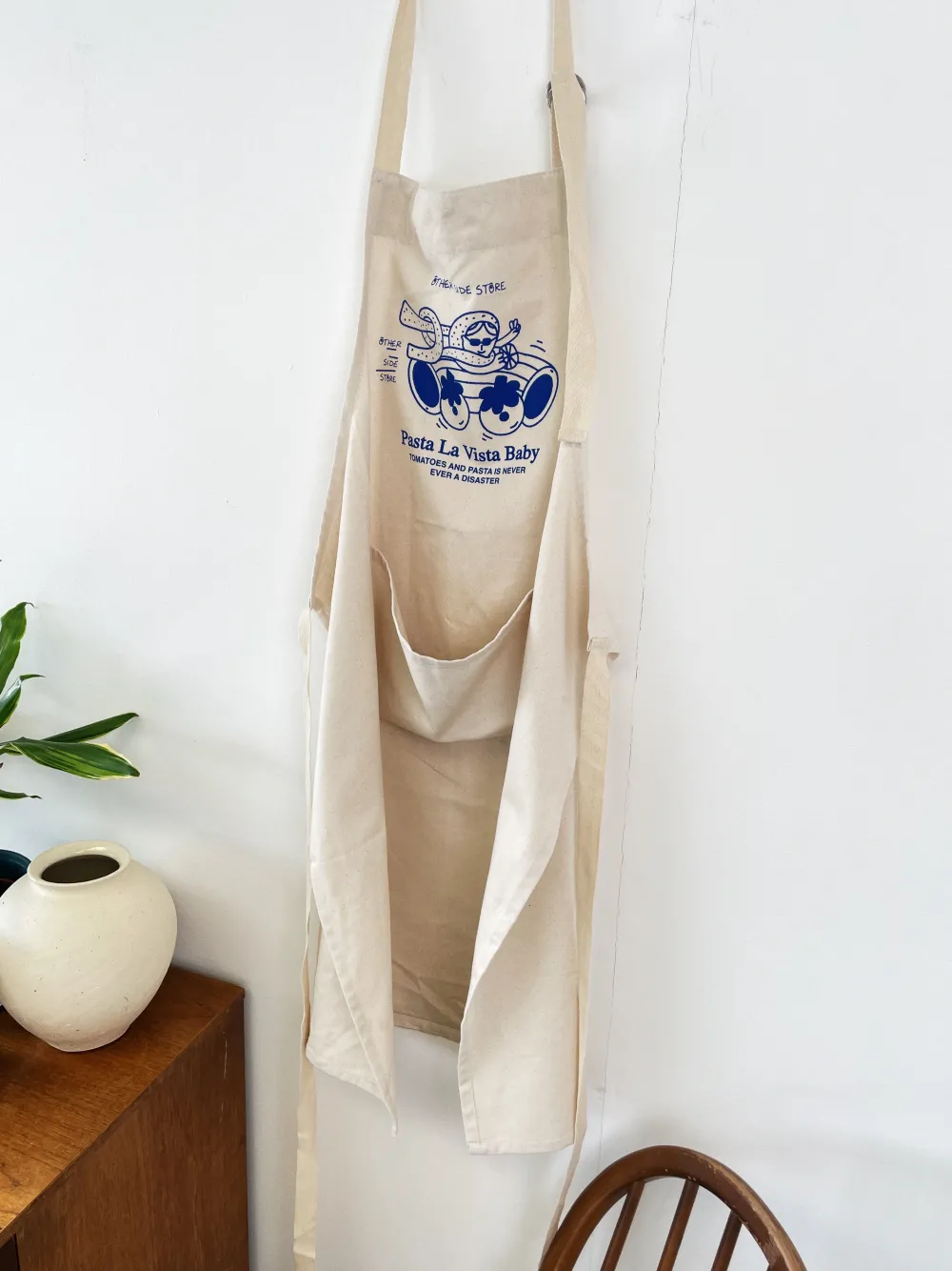 Other Side Store 'Pasta La Vista' Apron - Natural