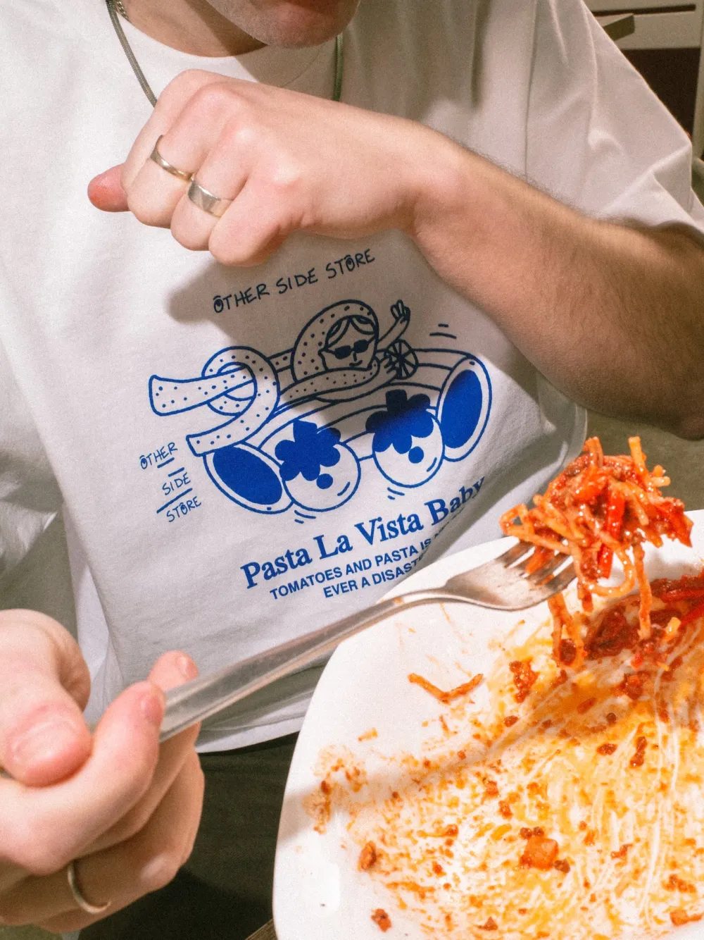Other Side Store 'Pasta La Vista' Tee - White
