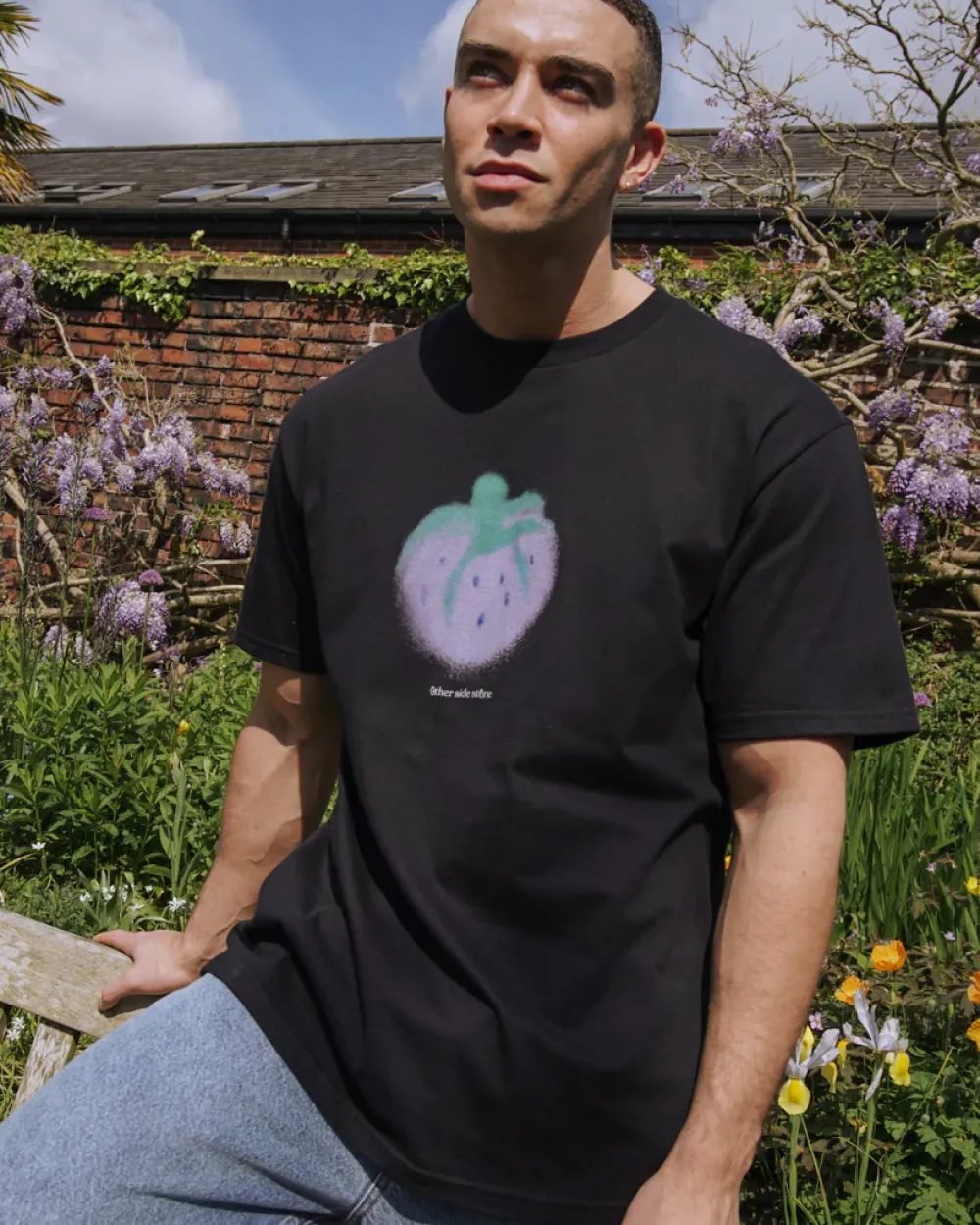 Other Side Store 'Purple Strawberry' Tee - Black