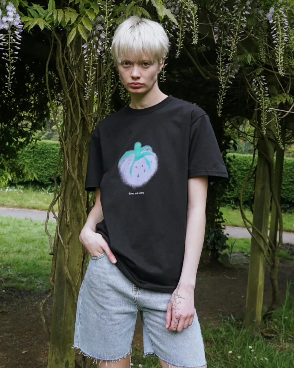 Other Side Store 'Purple Strawberry' Tee - Black