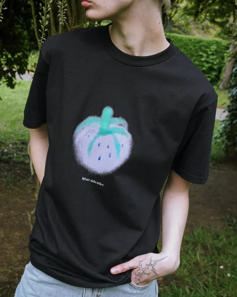 Other Side Store 'Purple Strawberry' Tee - Black
