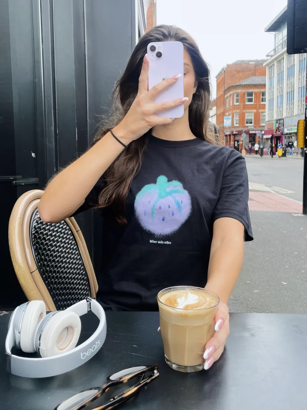 Other Side Store 'Purple Strawberry' Tee - Black