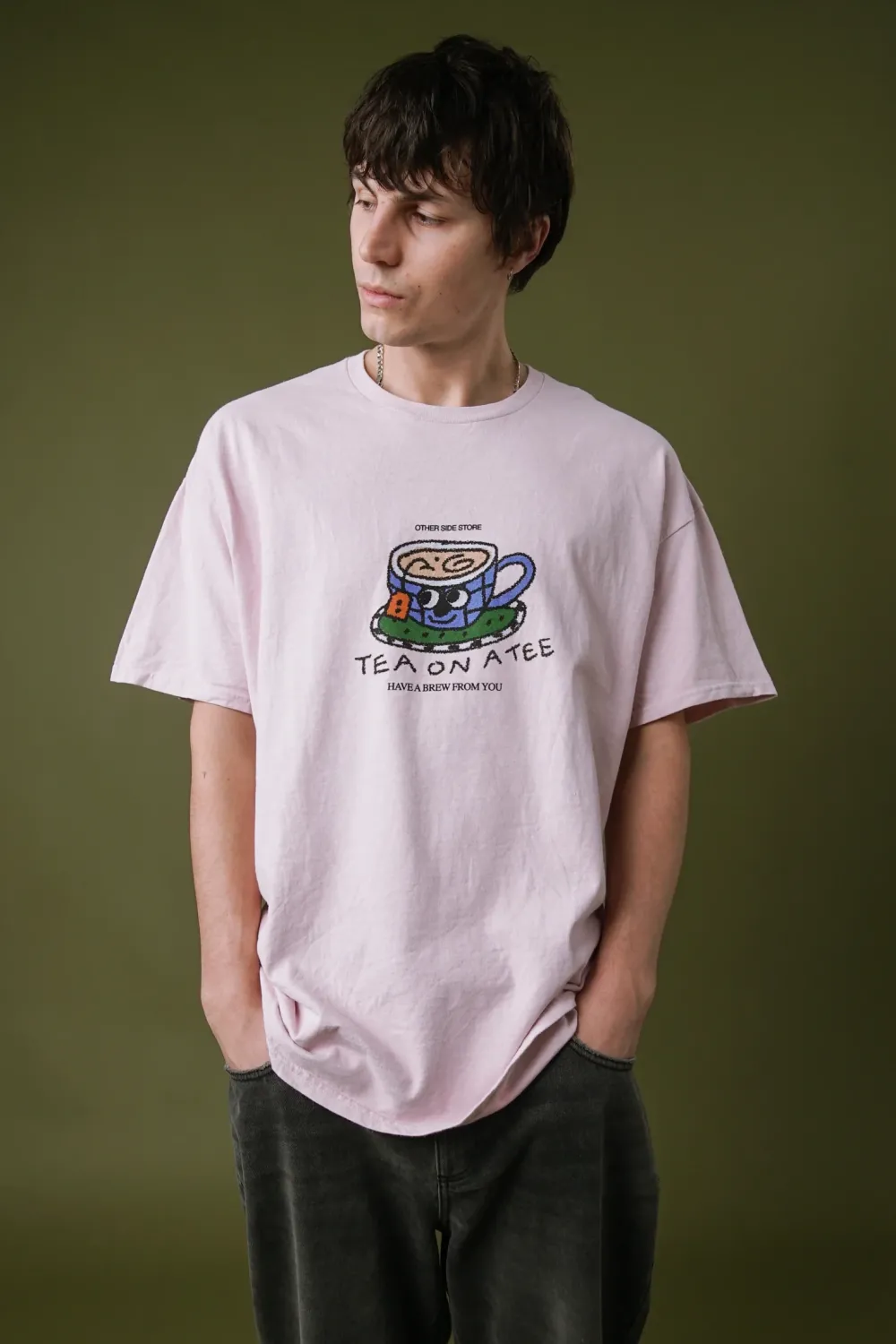 Other Side Store 'Tea on a Tee' Vintage Washed Tee - Light Pink