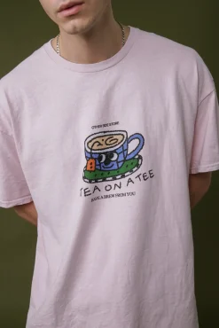 Other Side Store 'Tea on a Tee' Vintage Washed Tee - Light Pink