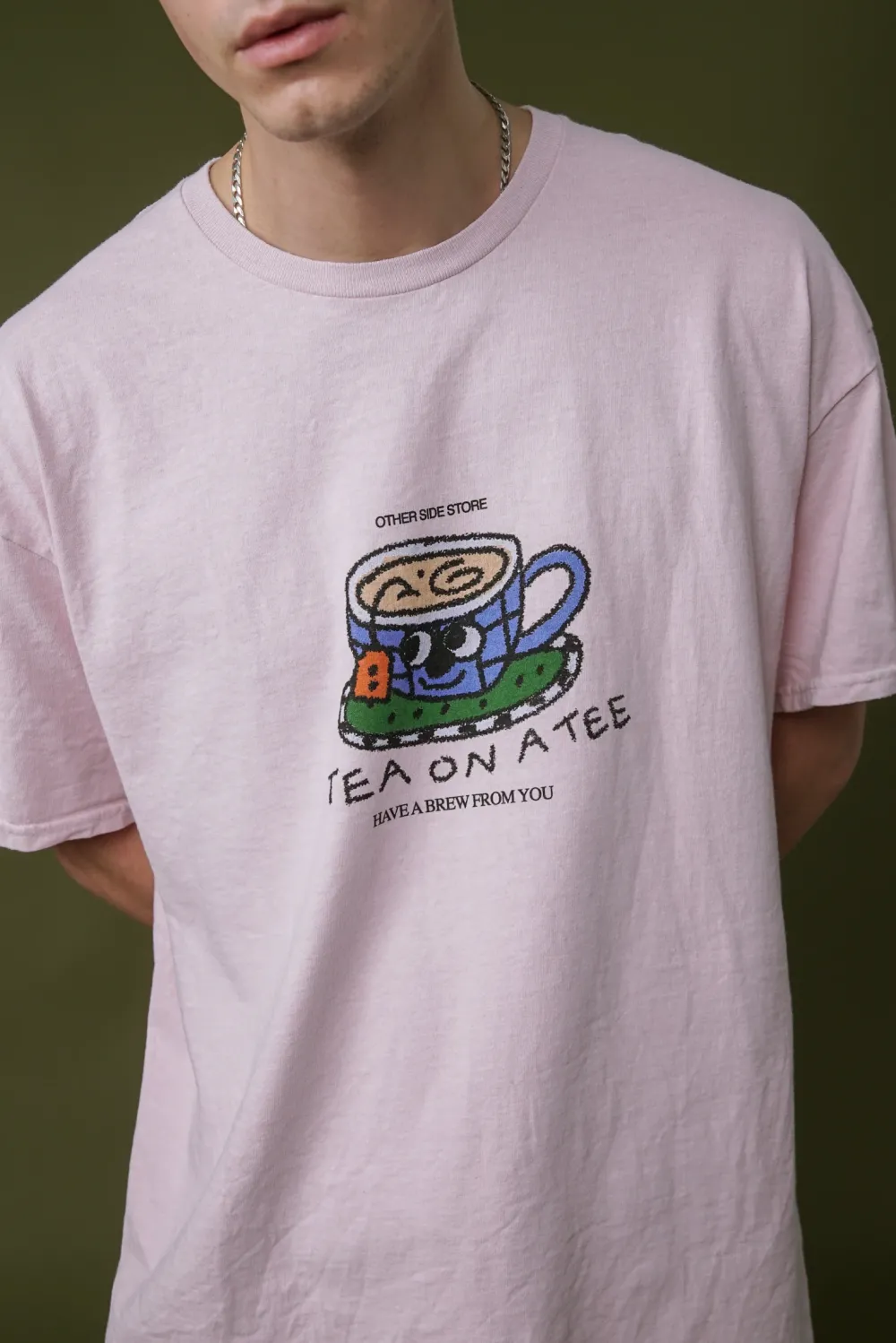 Other Side Store 'Tea on a Tee' Vintage Washed Tee - Light Pink