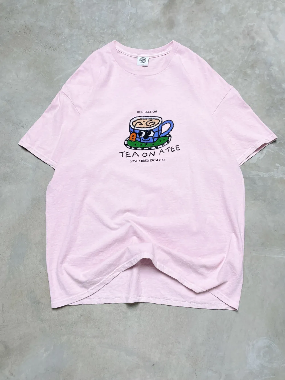 Other Side Store 'Tea on a Tee' Vintage Washed Tee - Light Pink