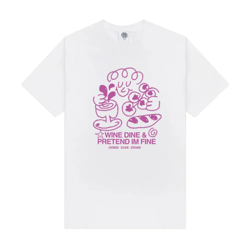 Other Side Store 'Wine, Dine & Pretend' Tee - White