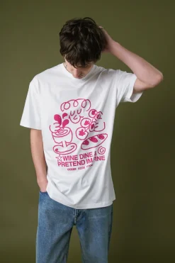 Other Side Store 'Wine, Dine & Pretend' Tee - White