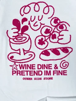 Other Side Store 'Wine, Dine & Pretend' Tee - White