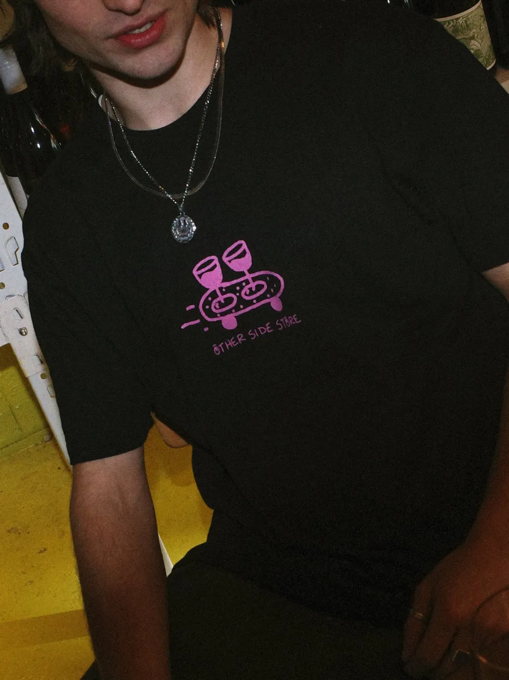 Other Side Store 'Wine Skate' Tee - Black/ Ecru/ Navy