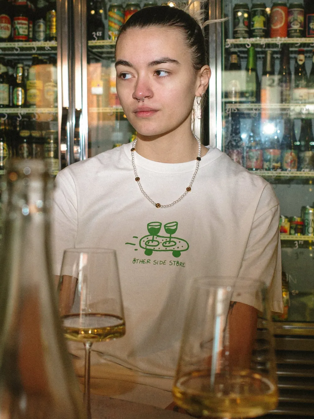 Other Side Store 'Wine Skate' Tee - Black/ Ecru/ Navy