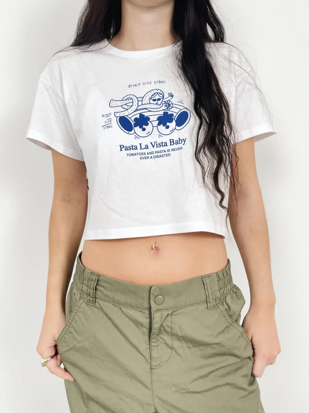 Other Side Store WMNS 'Pasta La Vista' Cropped Tee - White